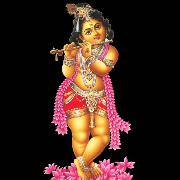 Ινδός Θεός Krishna Φλάουτο Του Κάνοντας Μαγικά Τραγούδια — Φωτογραφία Αρχείου