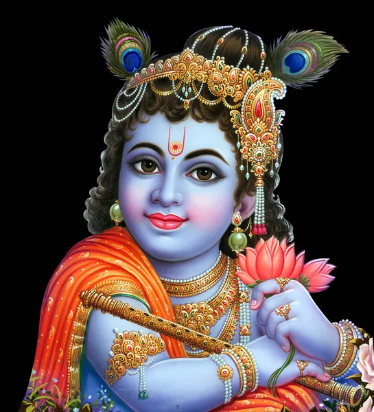 Indian God Lord Krishna His Flute Making Magical Tunes Stock