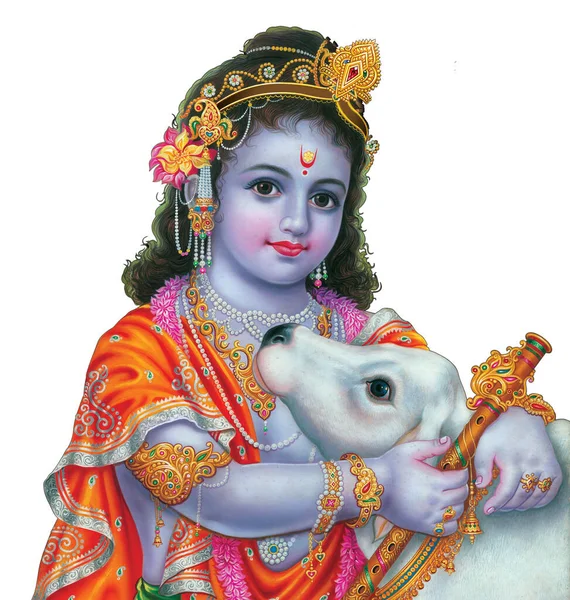 Der Indische Gott Lord Krishna Mit Seiner Flöte Macht Magische — Stockfoto