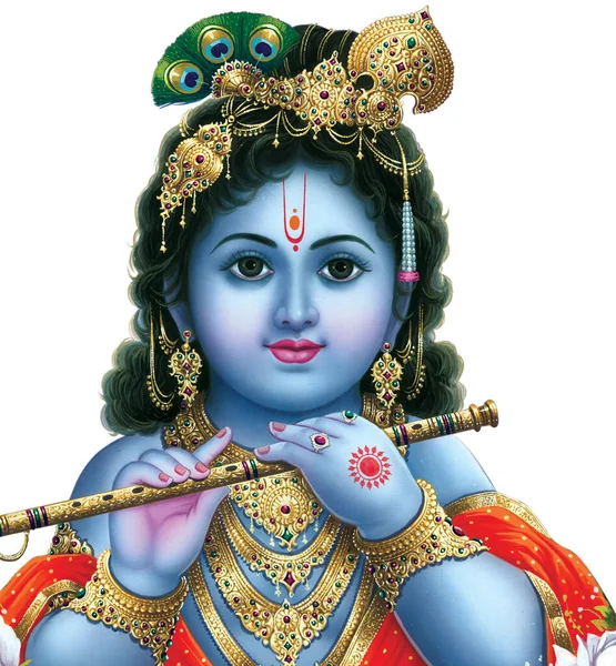 Der Indische Gott Lord Krishna Mit Seiner Flöte Macht Magische — Stockfoto