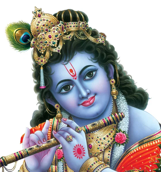 Der Indische Gott Lord Krishna Mit Seiner Flöte Macht Magische — Stockfoto