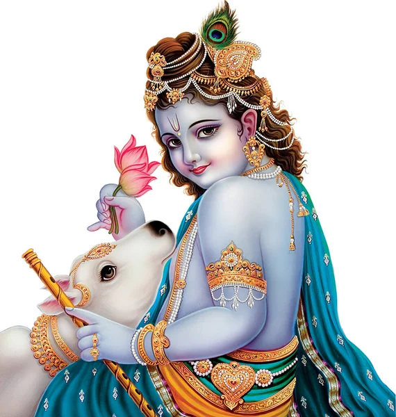 Der Indische Gott Lord Krishna Mit Seiner Flöte Macht Magische — Stockfoto