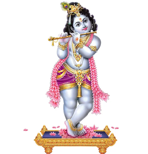 Der Indische Gott Lord Krishna Mit Seiner Flöte Macht Magische — Stockfoto