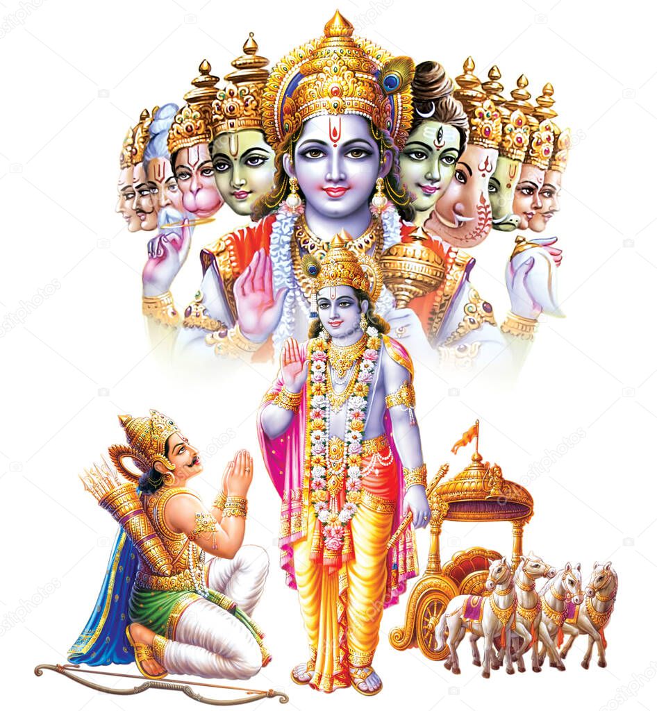 Lord Vishnu digital painting in white background