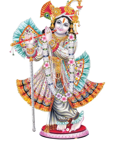 Indiase God Heer Krishna Met Zijn Fluit Het Maken Van — Stockfoto