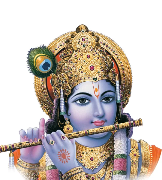 Indiase God Heer Krishna Met Zijn Fluit Het Maken Van — Stockfoto