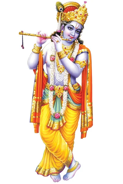 Der Indische Gott Lord Krishna Mit Seiner Flöte Macht Magische — Stockfoto