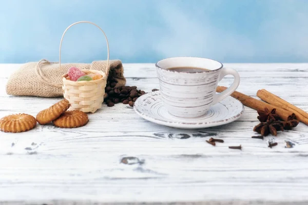 Eine Tasse Kaffee Wir Trinken Kaffee Angenehmes Aroma Von Kaffee — Stockfoto