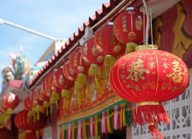 Çin Yeni Yılı 'nda kullanılan kırmızı fenerler.