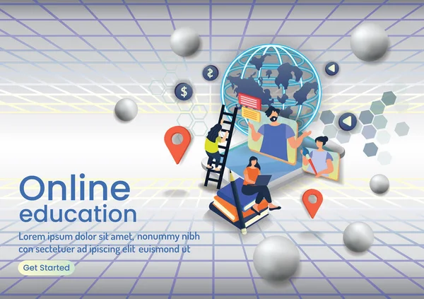 Online Eaducation Online Wedsite Design — Stockový vektor