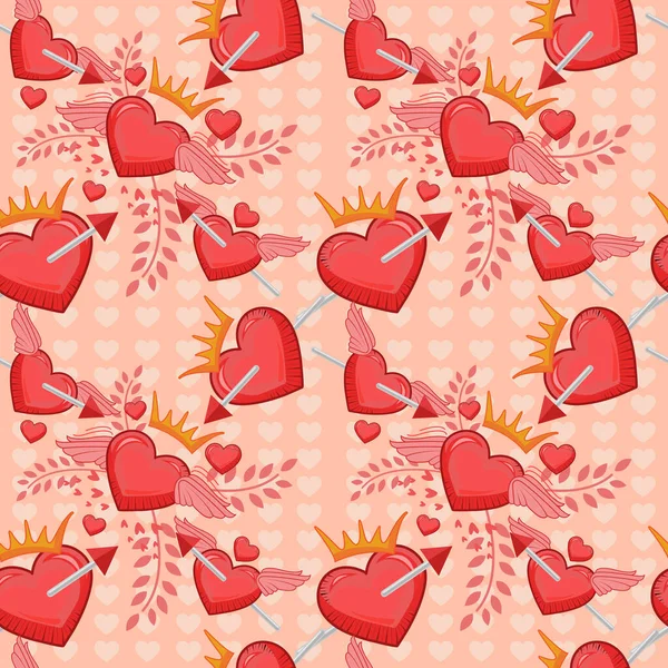 Icône Valentines Motif Sans Couture — Image vectorielle