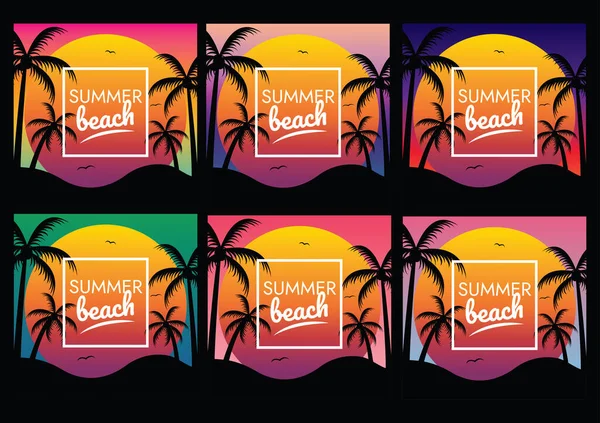 Vacanza Tramonto Spiaggia Partito Poster Vettoriale — Vettoriale Stock