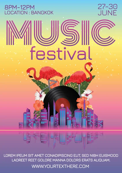 Gece partisi için müzik festivali posteri