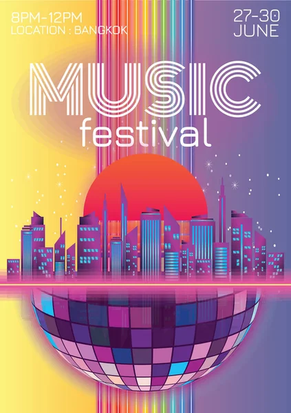 Cartel Del Festival Música Para Fiesta Nocturna — Archivo Imágenes Vectoriales