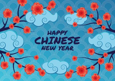 Çin 'in yeni yıl sanat vektörü arka planı 