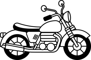 black and white isolate illustration of a vintage motorcycle