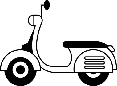 black and white isolate illustration of a scooter