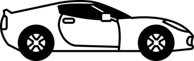 black and white illustration of a side of car