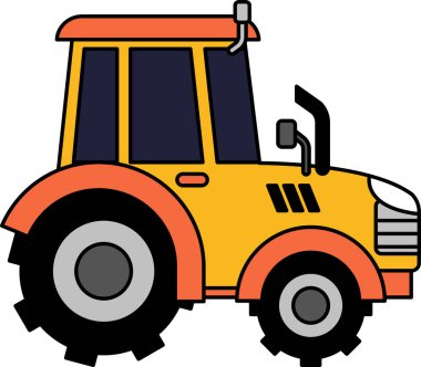 isolate illustration of a yellow tractor