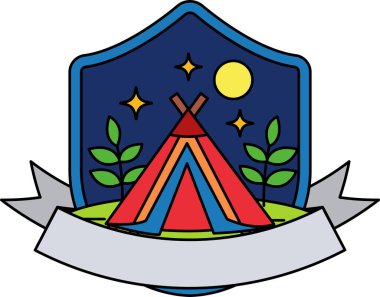 Aylı bir çadır logosu.