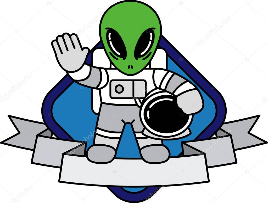 Logotype of A green alien astronaut
