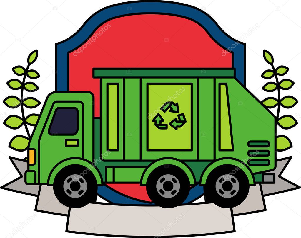 Logotype of A green garbage truck