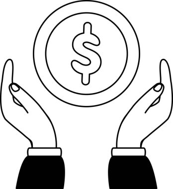 Siyah beyaz bir el altın bir sikke tutuyor.