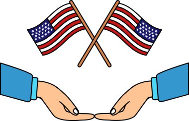 Bir çift el Amerikan bayrağını tutuyor.