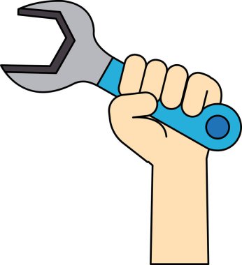 bir İngiliz anahtarı tutan bir el