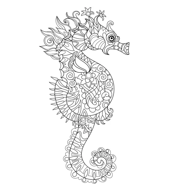 Hand getrokken doodle overzicht seahorse — Stockvector