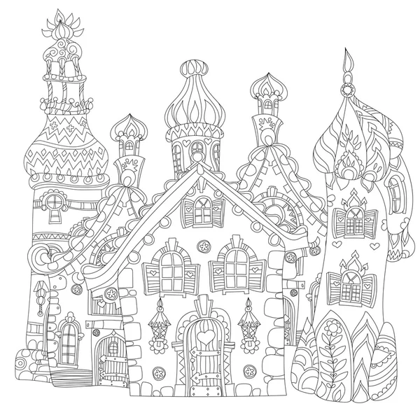 Διάνυσμα παραμύθι χαριτωμένο πόλη doodle — Διανυσματικό Αρχείο