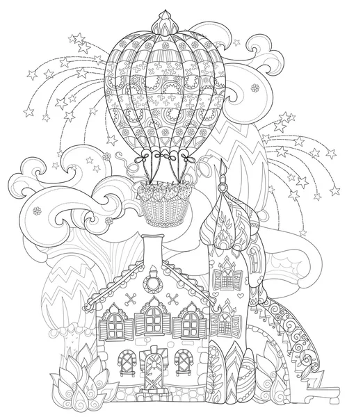 Vektör şirin peri masalı kasaba doodle