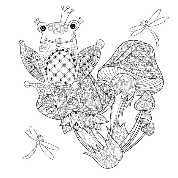 Tracé à la main contour doodle champignons magiques — Image vectorielle