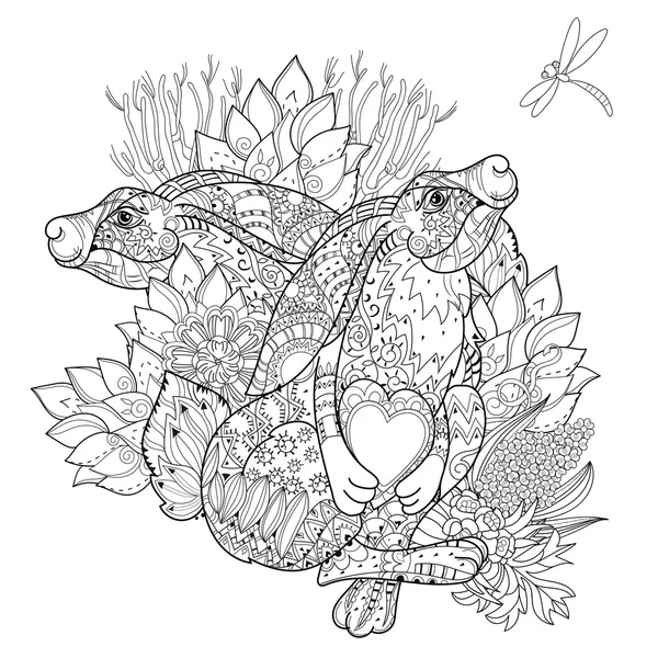 Vecteur mignon lapin fée dans les fleurs — Image vectorielle