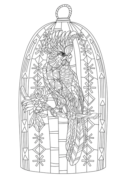 Стилізований папуга Зентле. Вектор намальований руками — стоковий вектор