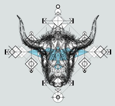 Yak başının ön görünüm doodle