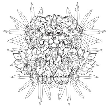 Elle çizilmiş doodle anahat Aslan