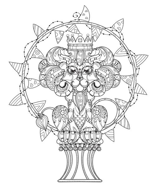 Lion contour gribouillé dessiné à la main — Image vectorielle