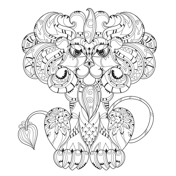 Lion contour gribouillé dessiné à la main  . — Image vectorielle