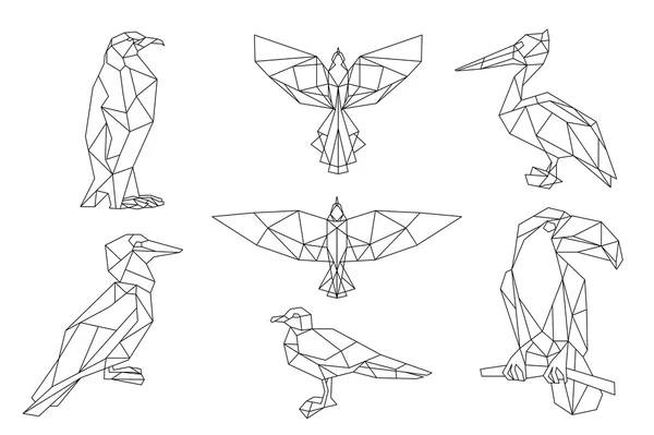 Ensemble d'icônes triangulaires oiseau . — Image vectorielle