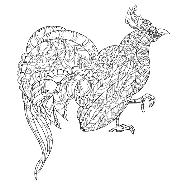 Pájaro tropical estilizado.Vector dibujado a mano — Vector de stock