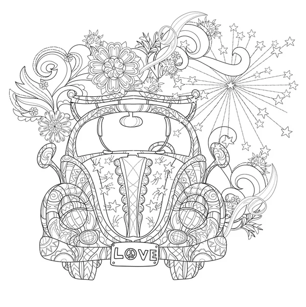 El çizilmiş doodle anahat tatil otomobil