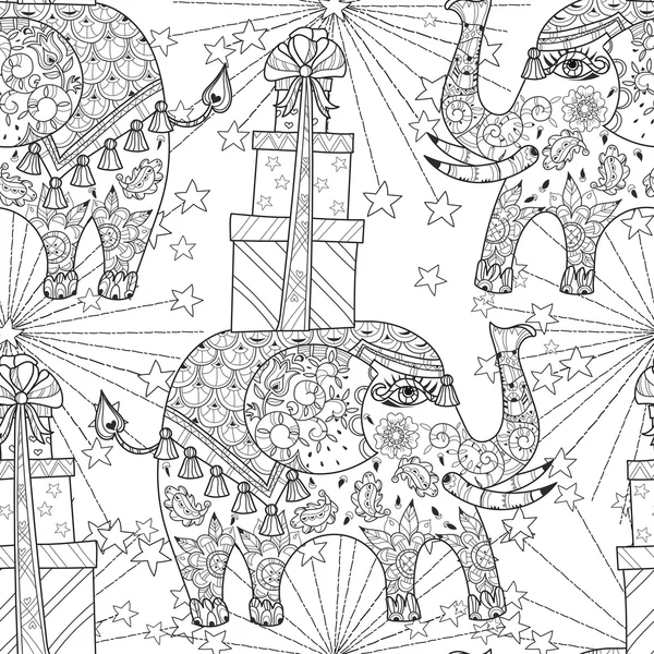 Delineamiento dibujado a mano circo elefante garabato — Archivo Imágenes Vectoriales