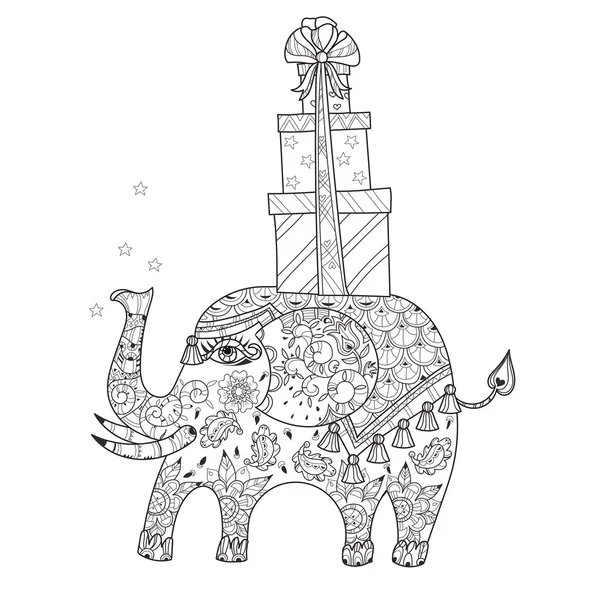 Hand getrokken schets circus olifant doodle — Stockvector