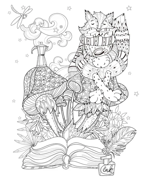 Çizilmiş doodle anahat sihirli mantar el