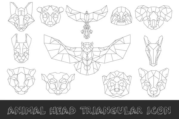 Vista frontale della testa animale icona triangolare — Vettoriale Stock