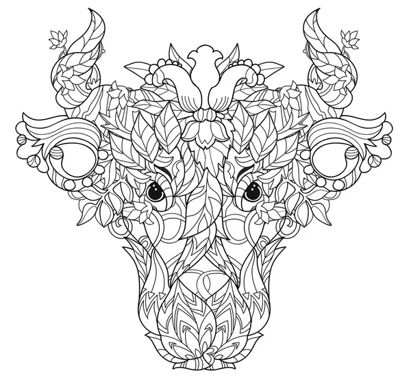 Doodle tête de vache sur fond blanc — Image vectorielle