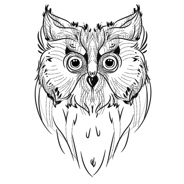 Icono triangular cabeza de búho pájaro — Vector de stock