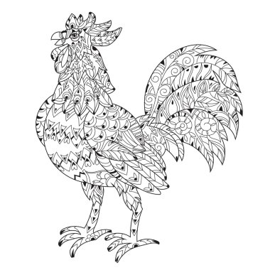 Rooster.Hand çizilmiş doodle zen sanat
