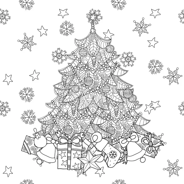 Рождественская елка с подарками . — стоковый вектор
